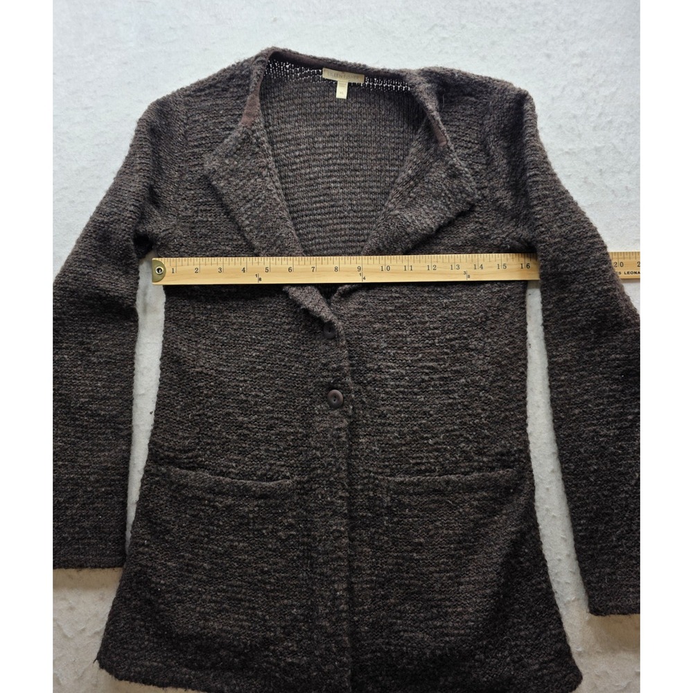 Eileen Fisher Women's Dark Brown Wool 2 Button Cardigan. Size XS - Picture 4 of 8